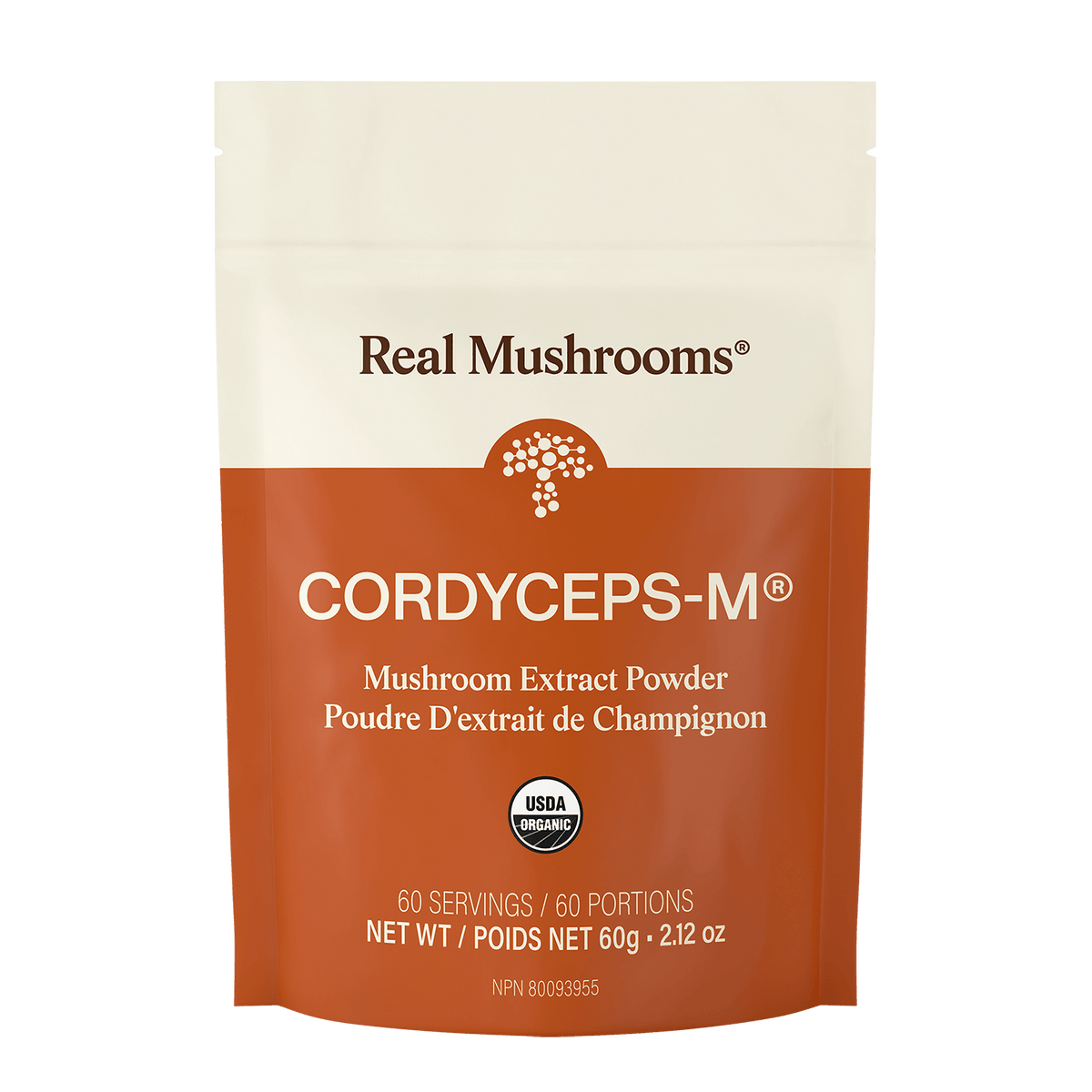Real Mushrooms Organic Cordyceps-M® Mushroom Extract Powder – Bulk Supplement, made from organic cordyceps militaris, USDA organic, 60 servings (60g)—a great energy supplement for your daily routine.